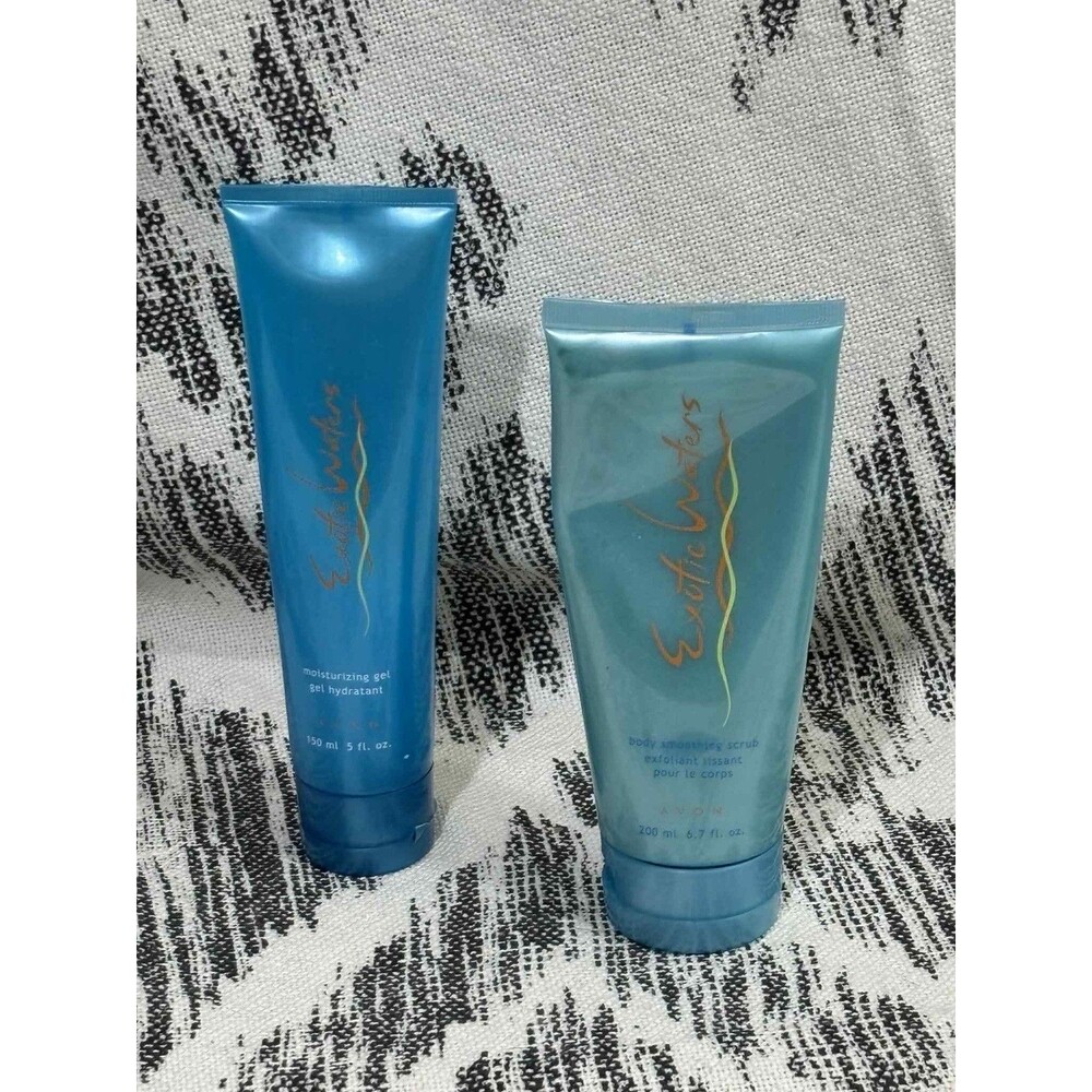 Avon Exotic Waters Body Smoothing Scrub Moisturizing Gel Lot Of 2 Old Stock New!